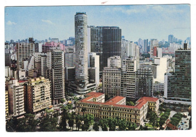 VINTAGE 1960'S VIEW OF DOWNTOWN SAO PAULO BRASIL BRAZIL POSTCARD