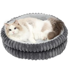 Cat Beds for Indoor Cats,Washable Round Donut Dog Bed,Fluffy Puppy Dogs Beds ...