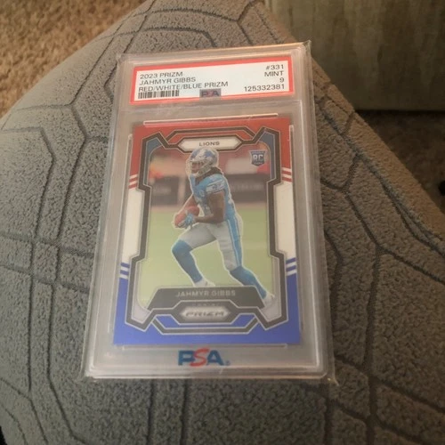 2023 Jahmyr Gibbs Rookie Red White Blue Prism PSA Graded Mint 9