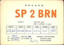 QSL radio card SP2BRN 1988 Gdansk Poland Andrezej Arczykowski