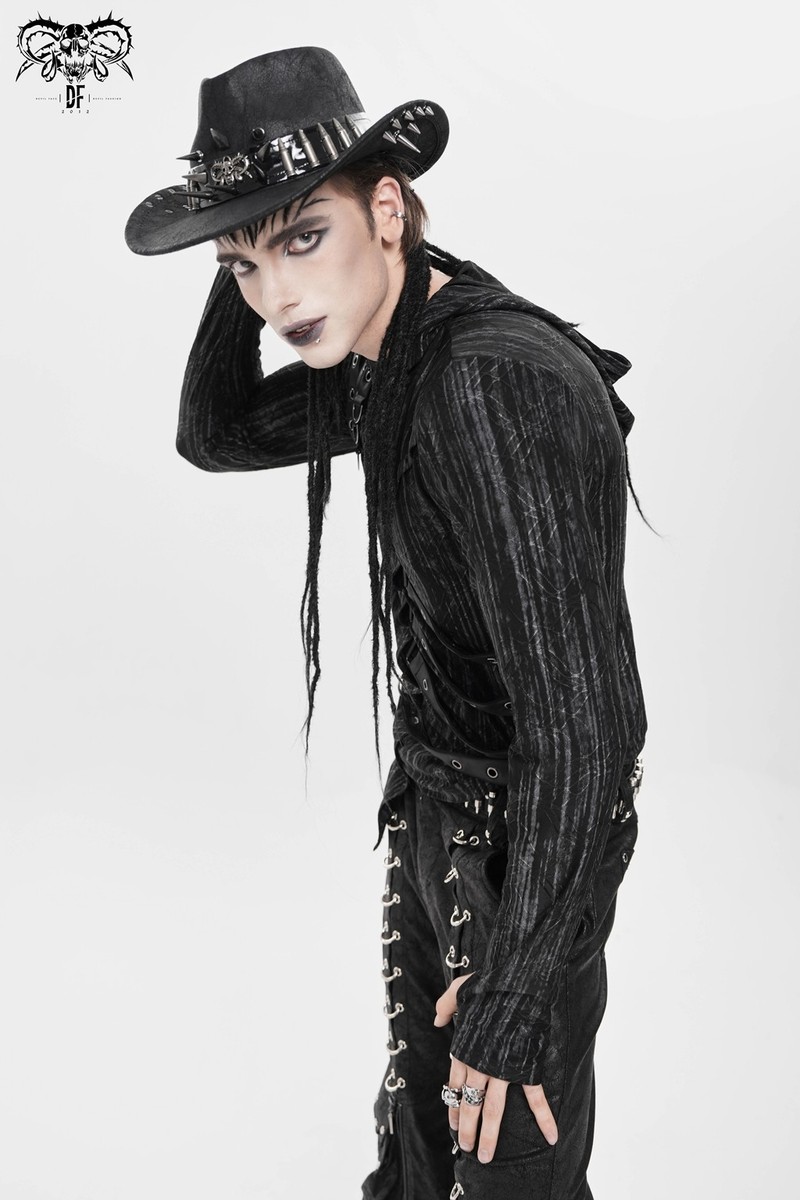 Devil Fashion Unisex Black Gothic Skull Punk Bullet Studded Cowboy
