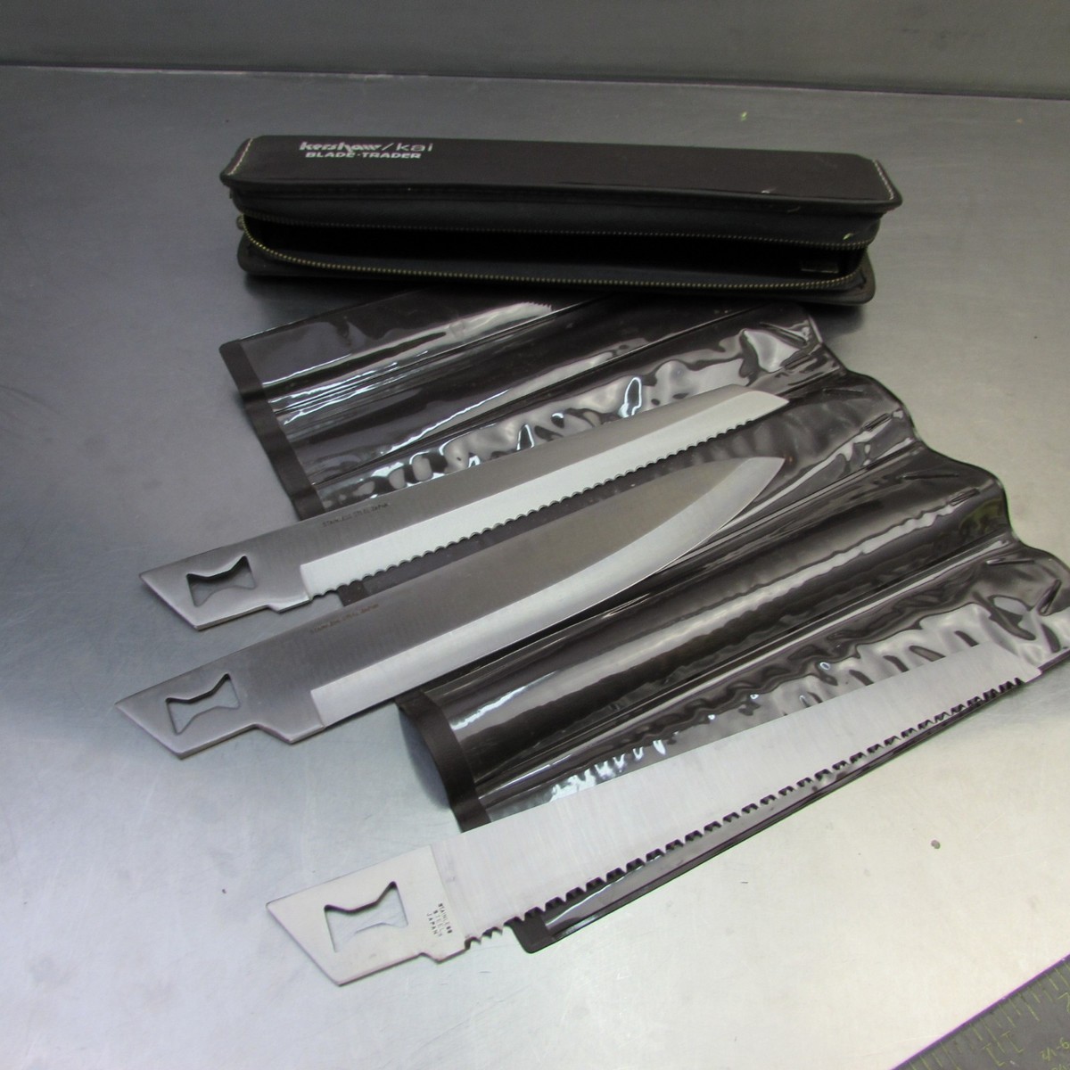 Vtg Kershaw KAI Blade Trader Cutlery Japan 3-Knife Incomplete Set