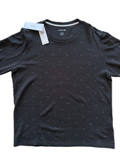 Lacoste Men's All Over Croc Print Long-Sleeve Thermal Cotton Sleep Shirt Black M