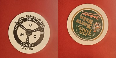 Barre Bräu Motor-Sport-Club 25 Jahre Brauerei Bierdeckel Bier
