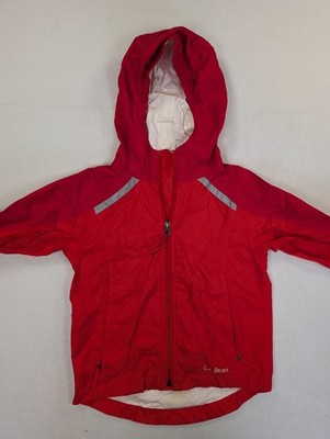 Kids L.L.Bean Red Hood Softshell Wind Jacket 286125 Sz S 4 Water Resistant