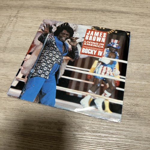 James Brown Living In America & Farewell Single 45 RPM Record ROCKY IV Movie Vtg