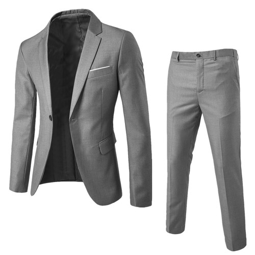 Fashion Slim Waist 2 Pieces Set Wedding Suits For Men Slim Suit Jacket Pant Ves - Picture 18 of 79