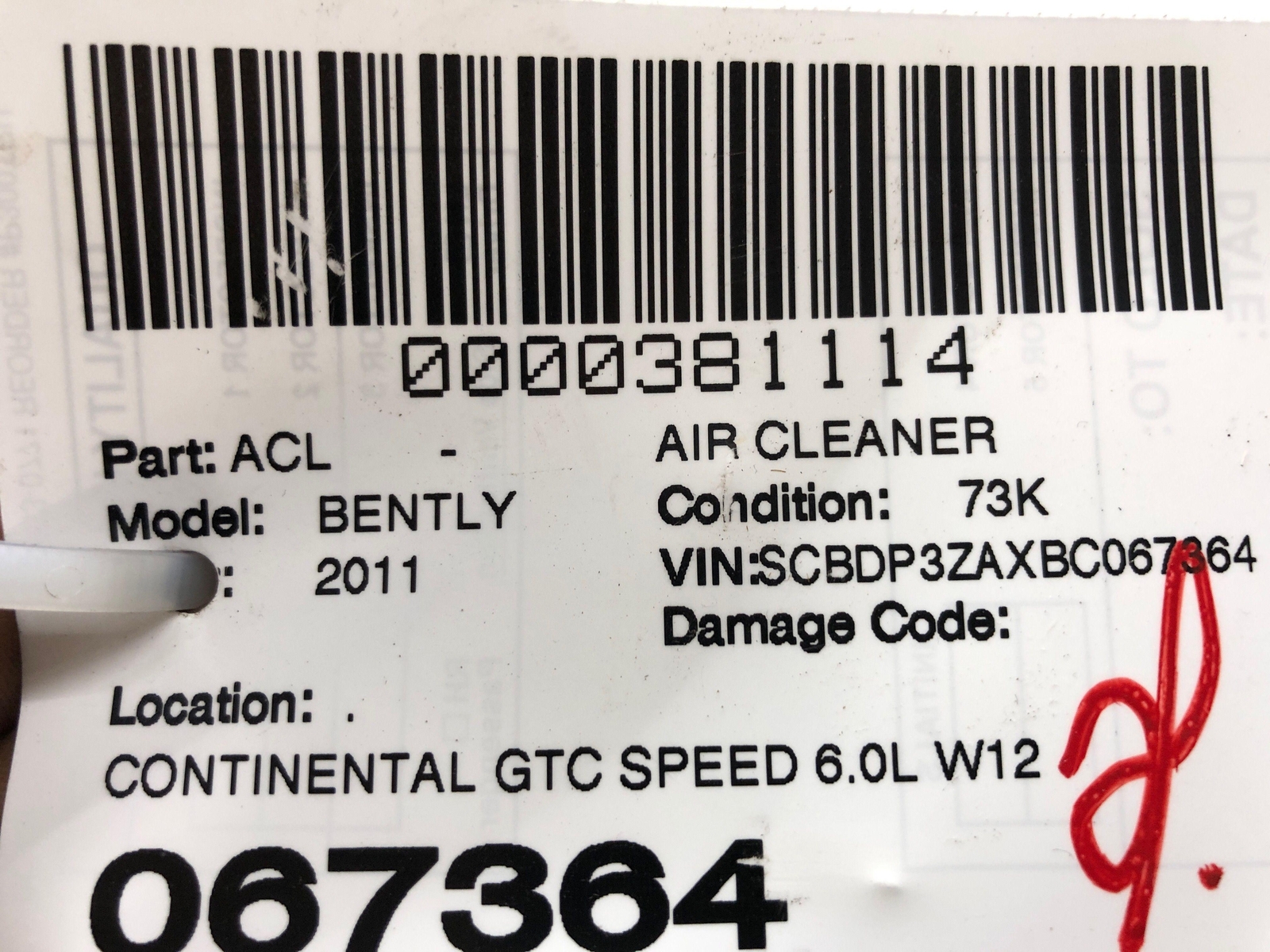 2011 BENTLEY CONTINENTAL GTC SPEED RIGHT AIR CLEANER FILTER BOX 3W0129601F OEM