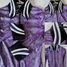 Winner's Fit Western Show Shirt Showmanship Python Leather Bling Black Purple