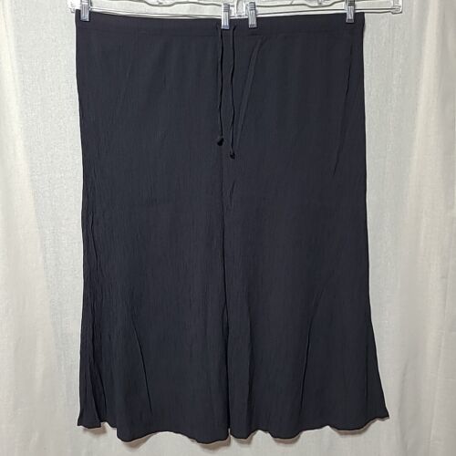 Jaclyn Smith Midi Skirt Womens Size 2X Stretch Drawstring Waist Black Rayon
