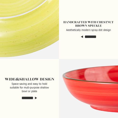 Pasta Bowls Set of 6, 30 Oz Ceramic Shallow Bowls, Serving Bowls Pasta Plates an - Picture 4 of 12