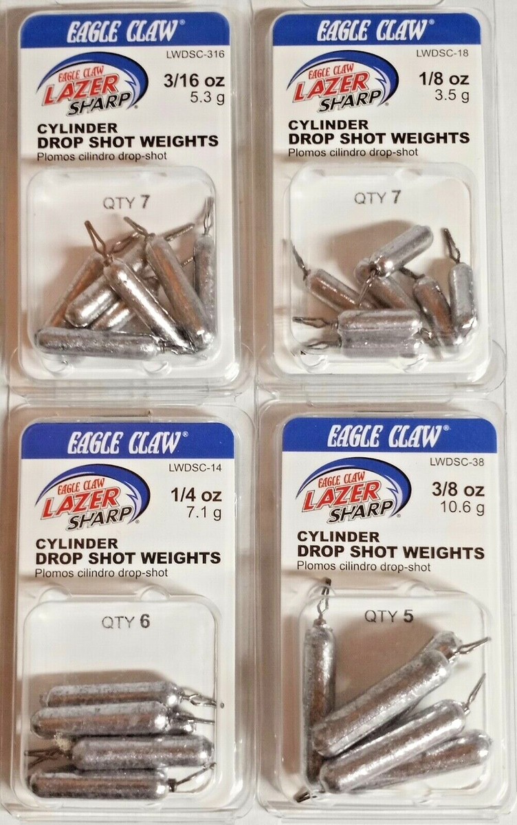 Eagle Claw Lazer Sharp LWDSC Cylinder Drop Shot Weight 3/8 3/16