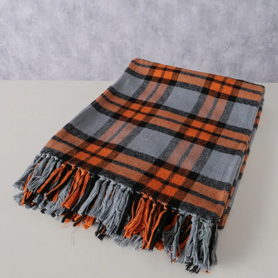 Baumwolldecke mit Fransen KARO, 180 x 140 cm - Bild 3 von 3