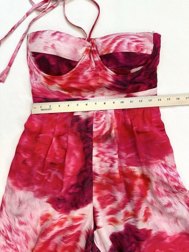 ANTHROPOLOGIE RANNA GILL Printed Floral Flowy Jumpsuit Halter Red Women’s Medium - Picture 7 of 13
