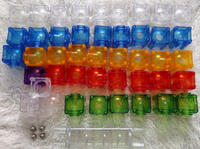 Mindware  Q-BA-Maze Marble Run Stunts Lot 45 Replacement Pieces & 4 Metal Balls