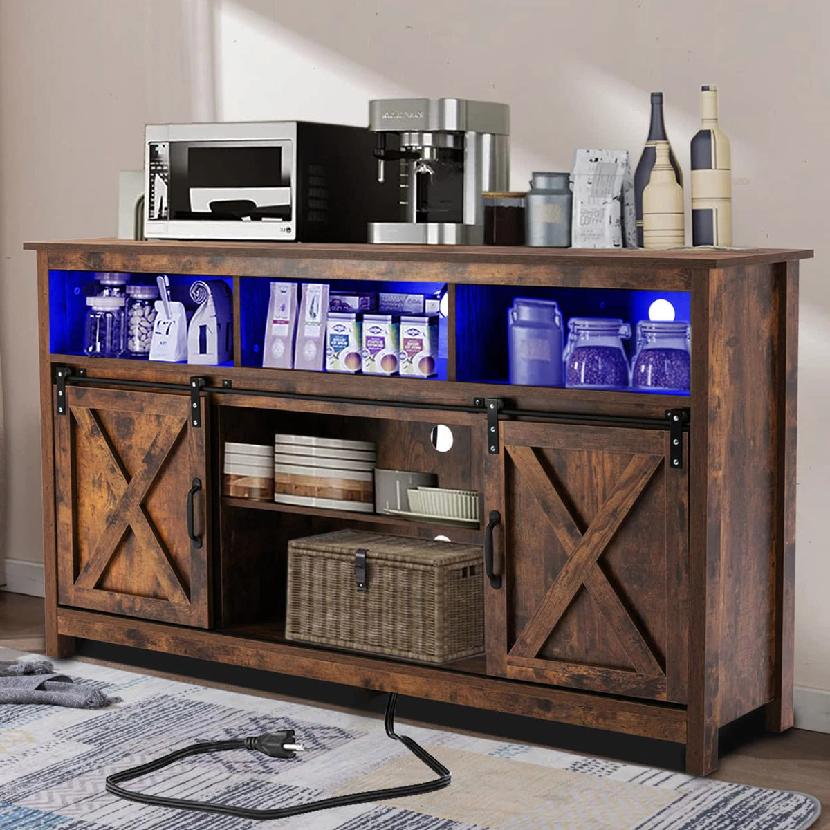  Kitchen Console Table, Buffet Sideboard, Solid Wood Storage  Table with 2-Level Cabinet and 1 Drawer - Buffets & Sideboards