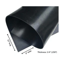 Neoprene Rubber Sheet Solid 1/4 Thick  6" wide x 12" 60A Duro Black