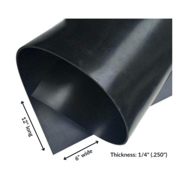 Neoprene Rubber Sheet Solid 1/4 Thick  6'' wide x 12'' 60A Duro Black