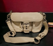 Roots Canada Emily Genuine Leather Shoulder Bag Purse Clutch Chalk White