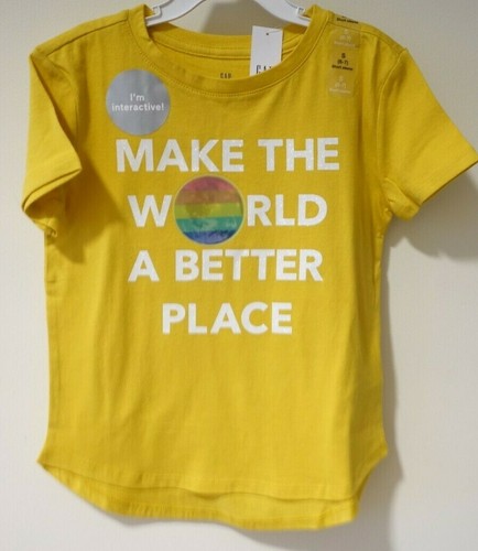 NWT Gap Kids Interactive Make The World A Better Place Top Girl's Size S / 6-7