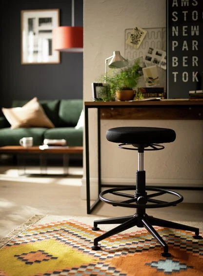 Habitat Fia Fabric Office Stool Black Static Adjustable Modern