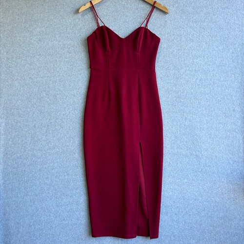 Hello Molly Dress Womens Sz 6 Burgundy Strappy Pencil Midi Party Cocktail Event