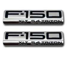 NEW OEM 2004-2008 F-150 XLT 5.4 Triton Chrome Fender Emblems Badges PAIR - BOTH