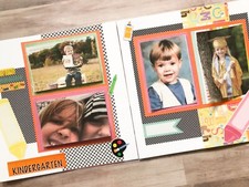 Kindergarten Scrapbook pages, Premade Kindergarten Layouts, Back To School Pages