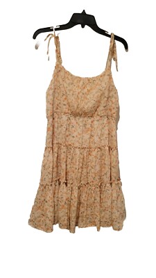 E & M Womens Floral Print Mini Sun Dress Babydoll Y2K Ruffle Tiered-Large