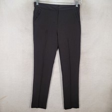 Black Stretch Ruffled Pocket Skinny Career Ankle Trouser Womens Pants Size M
