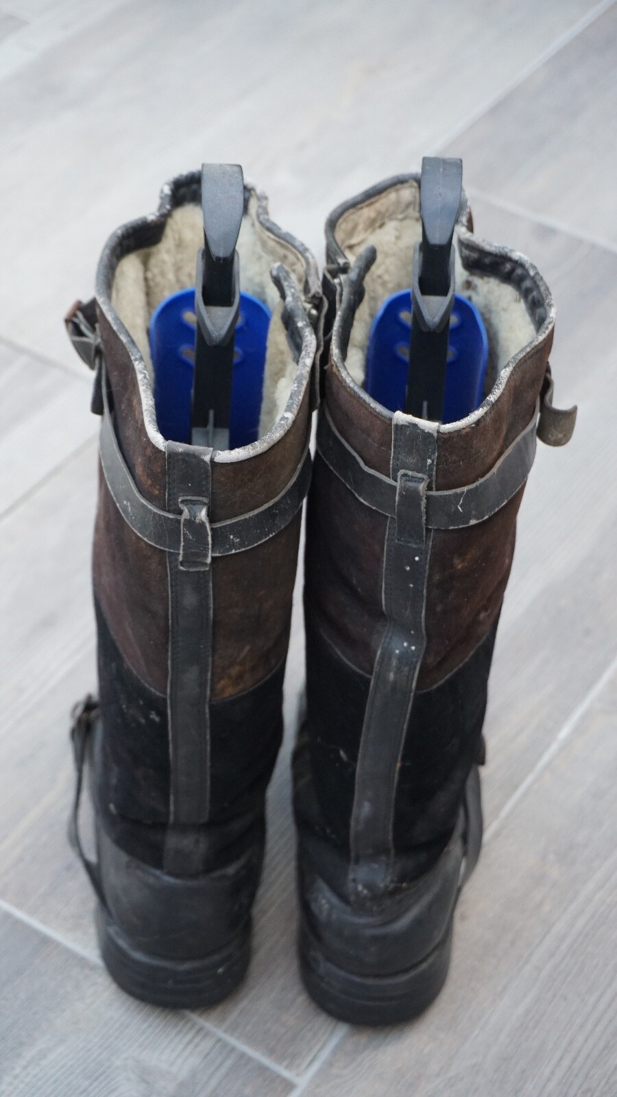 GERMAN PILOT WINTER LEATHER BOOTS ORIGINAL WILOP ZIPP D.R.P. ORIGINAL