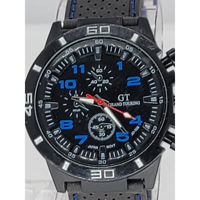 GT Grand Touring Men's Quartz Watch Black/Blue Band | eBay
