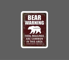 Bear Warning Sticker Fatal Maulings