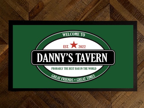 Personalised bar runner mat - Red star green mat beer label - Sports bar F101 - Picture 3 of 8