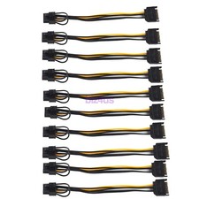 Lot 15pin SATA Male to 8pin 6 2 PCI-E Video Card Power Adapter Cable 20CM
