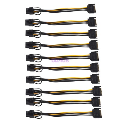 Lot 15pin SATA Male to 8pin(6+2) PCI-E Video Card Power Adapter Cable 20CM