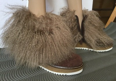 Mongolian Wool Ankle Boot WEEKEND Max Mara Woman, Brown Color Size 41 Ankle