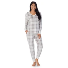 Cuddl Duds Women 2X Plus Gray Plaid Minky Fleece Lounge Pajama Set NWT