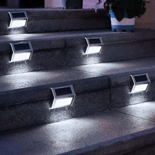 6PCS Solar Stainless Steel Garden Lights Pathway Patio Step Stair Deck Lamp LED