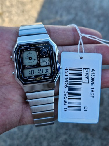 "Casio A130WE-1ADF Stainless Steel Digital Watch | Illuminator | Retro Design"