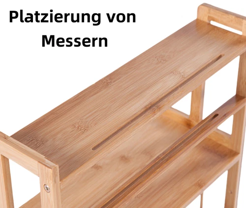 3 Ebenen Regal Holzregal Bambus Standregal Bücherregal Küchenregal Gewürzregal - Bild 7 von 8