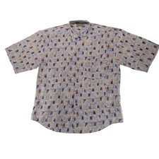 Utopia Brush Strokes Shirt Large Blue Gold Br...