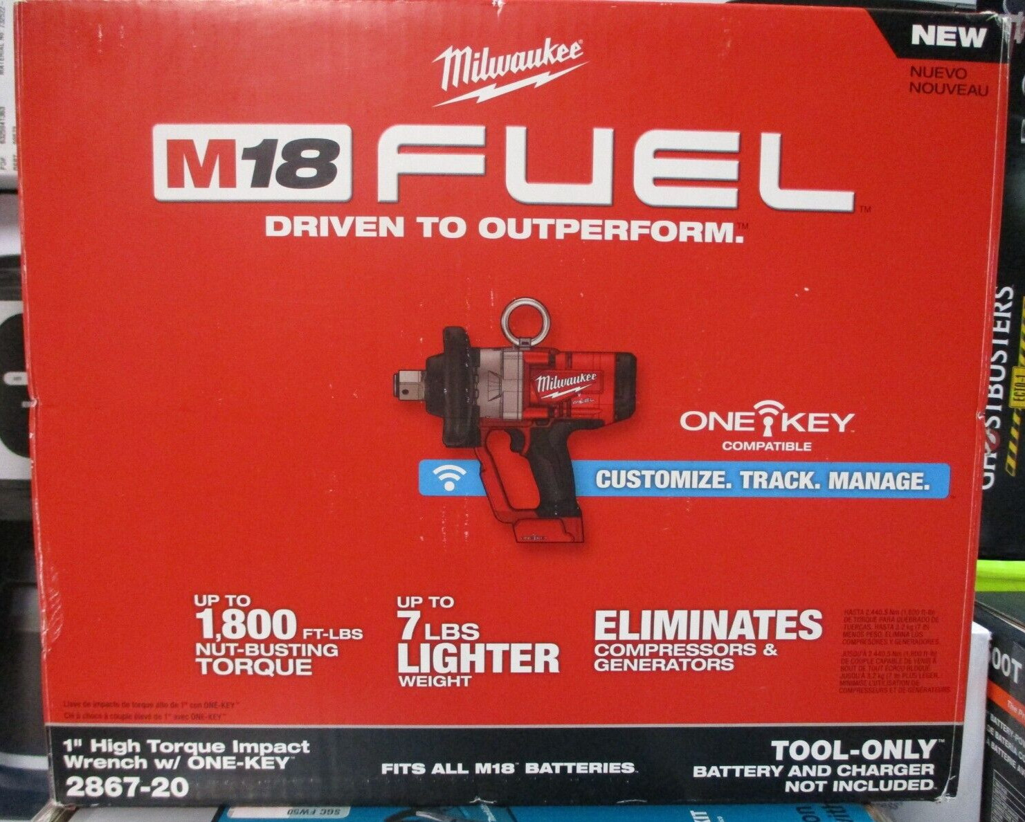 Milwaukee M18 1in High Torque Impact Wrench w/ ONE-KEY TOOL-ONLY 2867-20 NEW