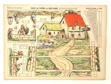 Imagerie D  Epinal No950 Cour de Ferme Bretagne,Moyennes Construction paper model