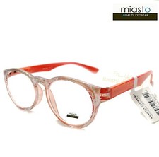  2 PAIRS MIASTO RETRO ROUND PREPPY READING GLASSES 3.00 GLITTERING WHITE ORANGE