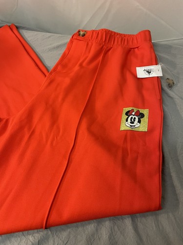 NEW! Disney Parks Dress Pants Womens sz L trousers Minnie Mouse Wide Leg NWT - Foto 5 di 8