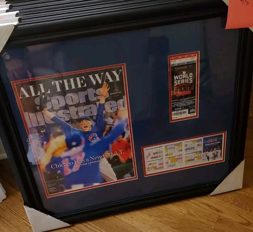 Campeones de la Serie Mundial de los Chicago Cubs 2016 cubierta SI enmarcada calendario y exhibición de trozos Foto 2 de 2