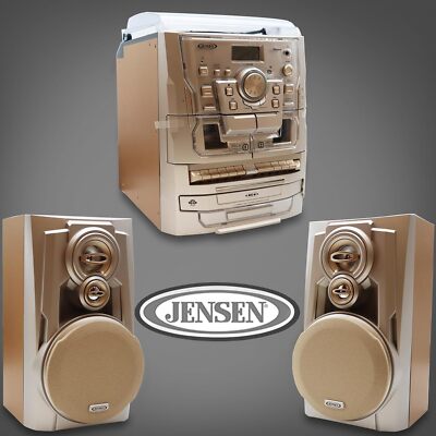 Jensen Stereo System with Turntable CD Cassette & Radio - GOLD