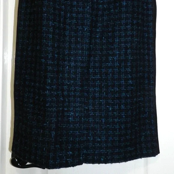 Abito a tubino nuovo con etichette TORY BURCH Navy Sloane a quadri tweed senza maniche taglia 4