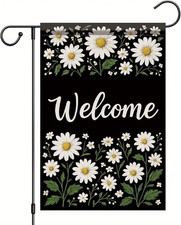 Starlit Patio Spring Summer Welcome Garden Flag Daisy Floral Yard Banner 12 x 18